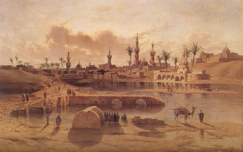 Adrien Dauzats View of Damanhur during the Flooding of the Nile Germany oil painting art